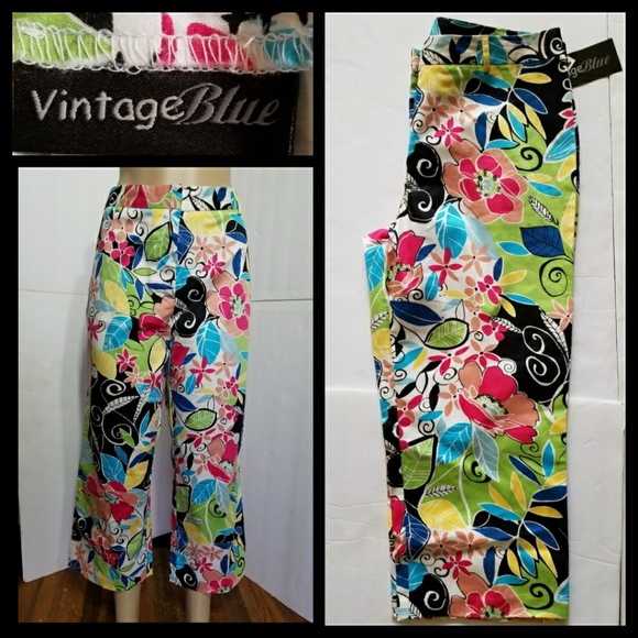 Vintage Blue Pants - [Vintage Blue]Stretch Fun Colors Crop 14